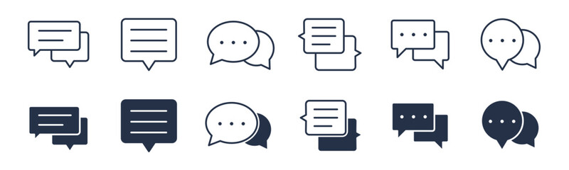 Minimal chat, speech bubble icons. Editable stroke. Vector graphic illustration. For website design, logo, app, template, ui, etc.
