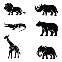 The illustration of wild animal set vector. Suitable for animal icon, sign or symbol.
