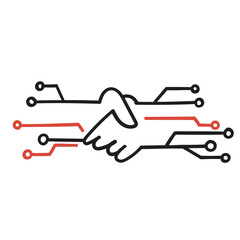 hand drawn doodle digital handshake illustration vector