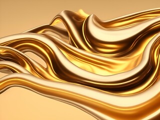 Gold Metallic abstract wavy liquid background layout design tech innovation, Vibrant, advanced technology, liquid metal, silver, gold