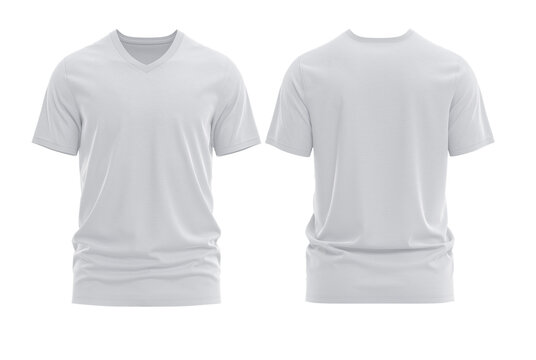  t-shirt isolated, V-neck short sleeve, White