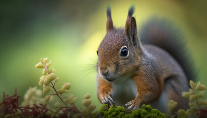 Naklejka na ściany i meble Squirrel macro photography, with amazing details