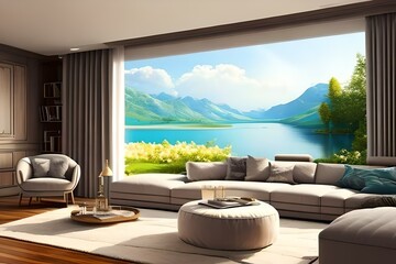 modern living room created with Generative AI