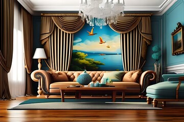 modern living room interior created with Generative AI