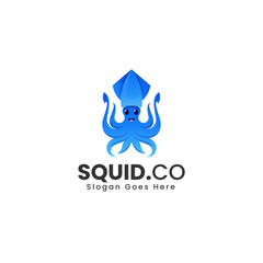 Vector Logo Illustration Squid Gradient Colorful Style