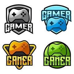 Modern vector flat design simple minimalist logo template of esports gamer console vector collection for brand, emblem, label, badge. Isolated on white background.