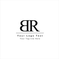Premium Initial Letter BR logo design. Trendy awesome artistic black and white colorBR RB initial based Alphabet icon logo