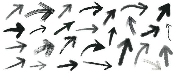 Arrows mega set. Arrow direction symbols of twenty two different shapes. Set different arrows or web design. Arrow flat style isolated on white background, stock png 