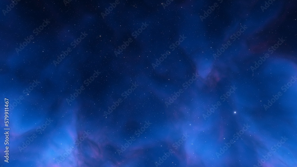 Wall mural space background with nebula and stars, nebula in deep space, abstract colorful background 3d render