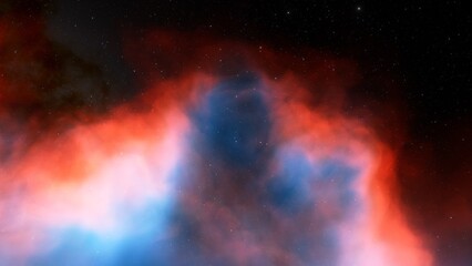 Nebula gas cloud in deep outer space, science fiction illustration, colorful space background with stars 3d render
