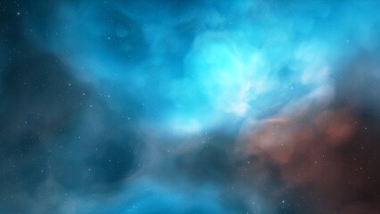 Nebula gas cloud in deep outer space, science fiction illustration, colorful space background with stars 3d render

