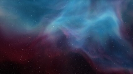 Nebula gas cloud in deep outer space, science fiction illustration, colorful space background with stars 3d render
