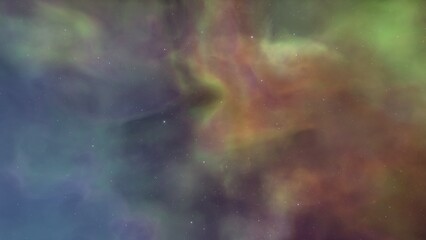 Nebula gas cloud in deep outer space, science fiction illustration, colorful space background with stars 3d render
