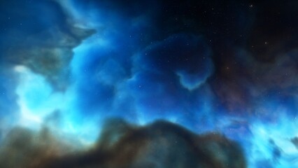 Nebula gas cloud in deep outer space, science fiction illustration, colorful space background with stars 3d render
