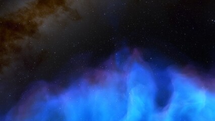 Nebula gas cloud in deep outer space, science fiction illustration, colorful space background with stars 3d render
