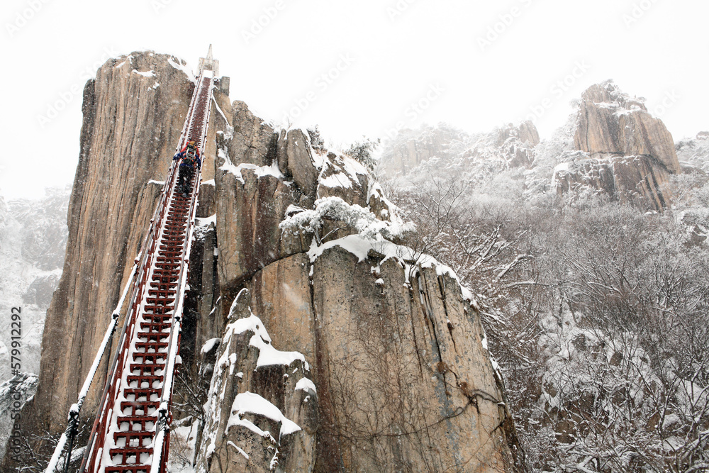 Canvas Prints climb a winter mountain