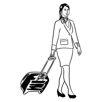 recommend clip art: Cabin crew with baggage line art.