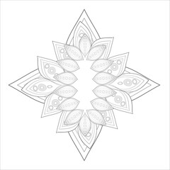Zentangle flowers in black and white for coloring book. Hand Drawn Flowers for Adult Anti Stress of coloring page in Monochrome  Isolated in white background