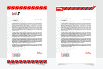 modern letterhead template, for business company stationery design with A4 sheet vector format and editable layout in red and blue color	
