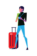 man tourist with camera