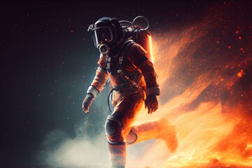 Obraz na płótnie Canvas fireman with fire suit made with generative ai