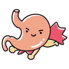 胃のイラスト（ヒーローキャラクター）