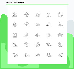 vector icons set about insurance