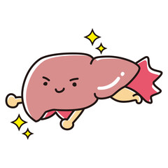 健康な肝臓のイラスト（ヒーローキャラクター）