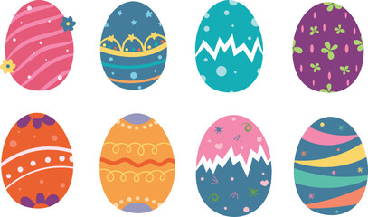 Set of Colorful Patterned Easter Eggs