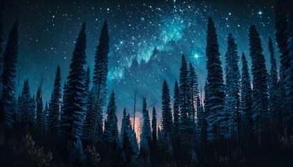 A starry night sky above a forest unsplash background  Generative AI