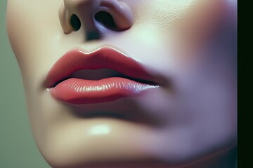Mannequin's Female Lips Portrait. Photo generative AI