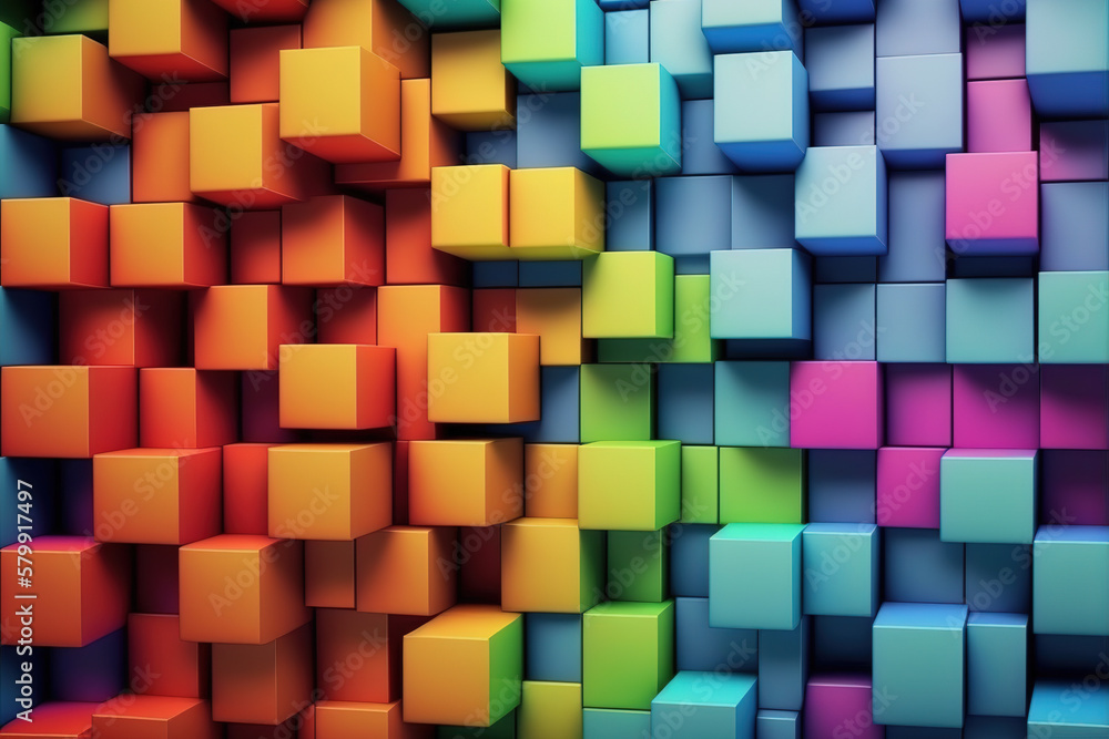Poster abstract background of cube blocks wall stacking design for cubic wallpaper background . admirable g