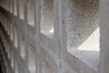 concrete design blocks. square Q block, afternoon sunlight 