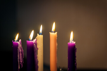 Colorful Christmas advent candles