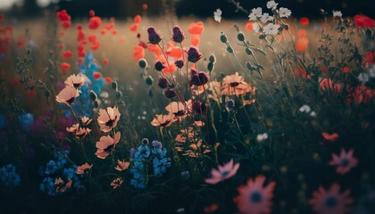 The vibrancy of a summer meadow unsplash background  Generative AI