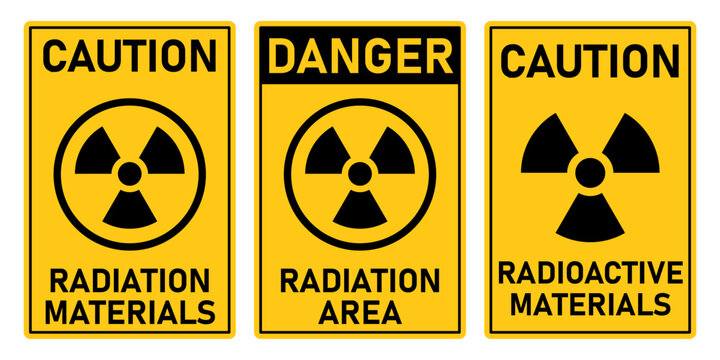 caution danger radioactive radiation material signage yellow printable sign template design
