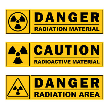 danger caution radioactive area radiation material signage yellow printable sign template design