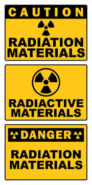 caution danger radioactive area radiation material signage yellow printable sign template design