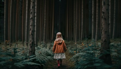 Fototapeta na wymiar Girl life down by forest unsplash Generative AI