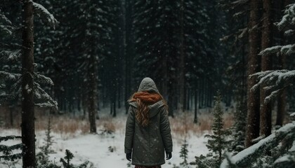 Girl life down by the snowy forest unsplash  Generative AI