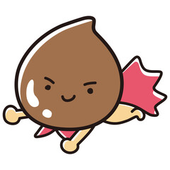 茶色のしずくのイラスト（美容、食品、医薬品、クリーム、汚れなど）ヒーローキャラクター