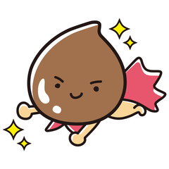 茶色のしずくのイラスト（美容、食品、医薬品、クリーム、汚れなど）ヒーローキャラクター