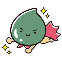 緑色のしずくのイラスト（美容、医薬品、クリームなど）ヒーローキャラクター