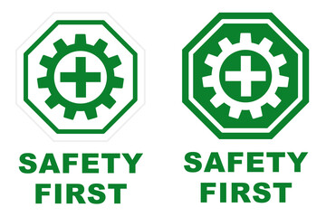 safety first hexagonal logo design printable signage for safely workplace construction banner poster