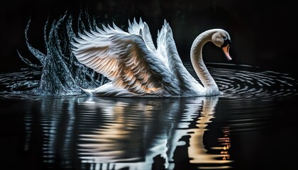 The grace of a swan on a lake unsplash pelican in the water  Generative AI