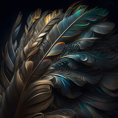 A beautiful feather against a black background