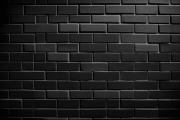 Texture of a black painted brick wall as a background or wallpaper