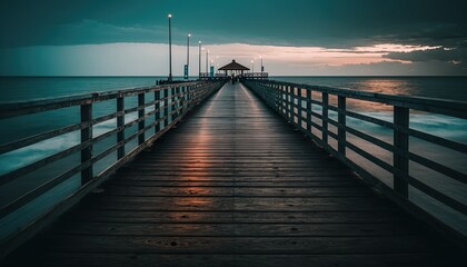 Life down by pier unsplash pier at sunset  Generative AI