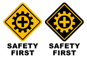 Obraz premium safety first square logo design printable signage for safely workers at construction banner