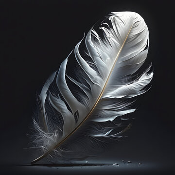 A White Feather Against A Black Background